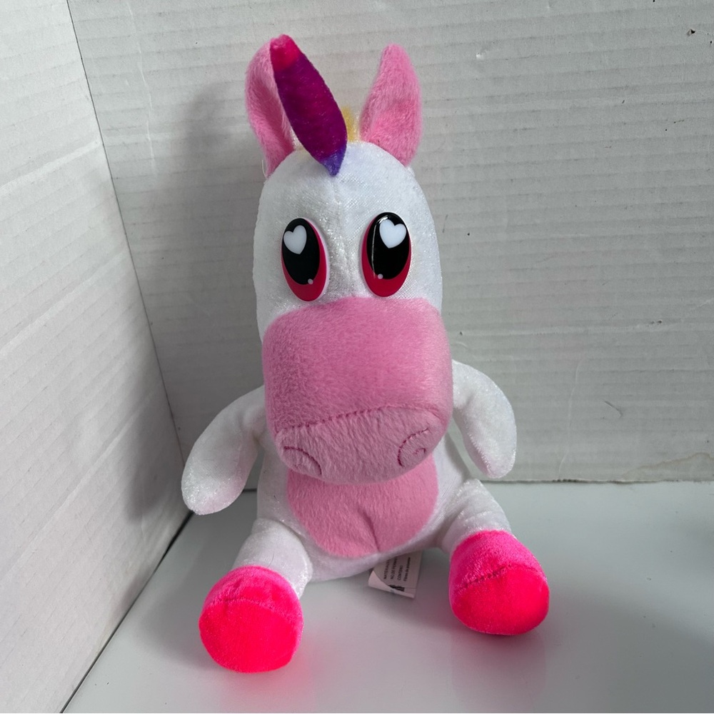 Classic Toy Co White/pink Unicorn plush 9-1/2” sitting height